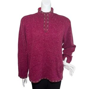 WOOLRICH Mulberry Heather Pullover Sweater with detail edging and no pockets XL